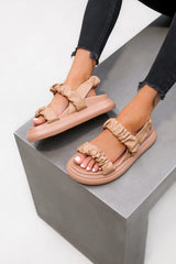 BIANCA Chunky Ruched Sandals - Beige
