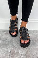 BLADE Chunky Gladiator Buckle Sandals - Black PU - 3