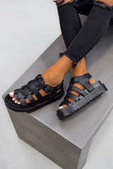 BLADE Chunky Gladiator Buckle Sandals - Black PU - 2