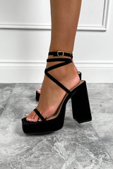 CAMDEN Chunky Platform Heels - Black Suede - 3