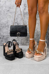 CHANI Chunky Platform Heels - Cream Suede - 3
