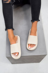 CLARA Flat Slider Sandals - Beige - 2