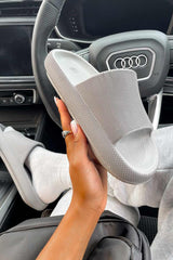 CLARA Flat Slider Sandals - Grey