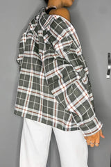 Checked Shirt Shacket - Olive - 3