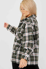 Checked Shirt Shacket - Olive -1