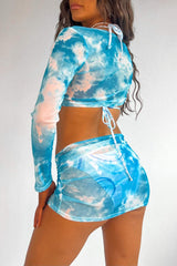 Crop Top & Skirt Mesh Co-Ord Set - Blue 2