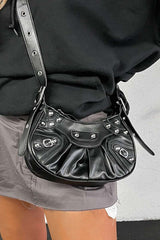 Cross Body Studded Bag - Black - 2