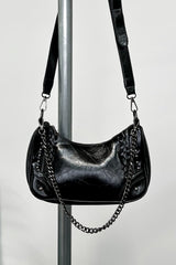 Cross Body Studded Chain Bag - Black