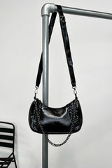 Cross Body Studded Chain Bag - Black - 1