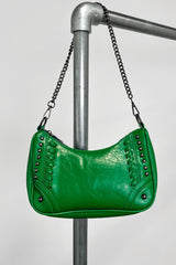 Cross Body Studded Chain Bag - Green