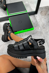 DAMAGE Super Chunky Gladiator Sandals - Black PU-1