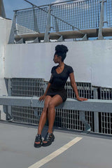 DAMAGE Super Chunky Gladiator Sandals - Black PU 4