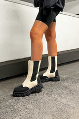DENI Chunky Ankle Boots - Beige - 2