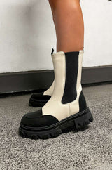 DENI Chunky Ankle Boots - Beige -1