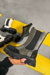 DENI Chunky Ankle Boots - Khaki -1