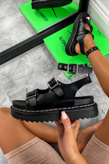 DESTINY Chunky Buckle Gladiator Sandals - Black