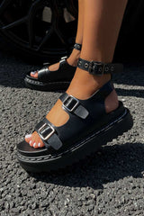 DESTINY Chunky Buckle Gladiator Sandals - Black - 1