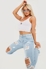 Distressed Ripped Denim Jeans - Blue