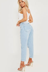 Distressed Ripped Denim Jeans - Blue - 2