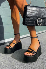 ES VEDRA Chunky Platform Sandals - Black PU -1