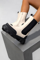 ETTA Chunky Chelsea Ankle Boots - Beige 2