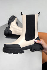 ETTA Chunky Chelsea Ankle Boots - Beige