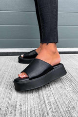 EVLYN Chunky Platform Sandals - Black PU