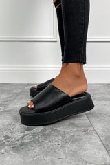 EVLYN Chunky Platform Sandals - Black PU - 1