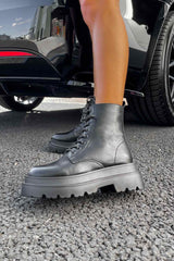REGULATE Chunky Ankle Boots - Black PU - 6