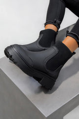 FRANKIE Chunky Panelled Ankle Boots - Black-1