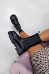GABBY Chunky Platform Ankle Boots - Black PU - 1