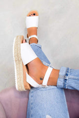 GET IT Chunky Platform Espadrille Sandals - White - 2