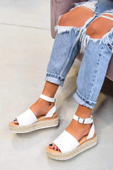 GET IT Chunky Platform Espadrille Sandals - White - 1