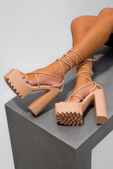 JADE Chunky Platform Heels - Beige-1