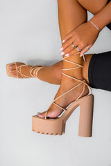 JADE Chunky Platform Heels - Beige-2