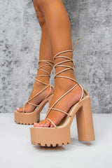 JADE Chunky Platform Heels - Beige