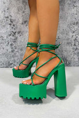 JADE Chunky Platform Heels - Green 2