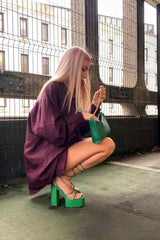 JADE Chunky Platform Heels - Green 1