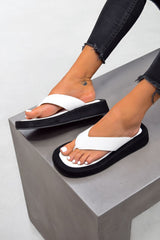 JAYMIE Chunky Toe Post Sandals - White - 2