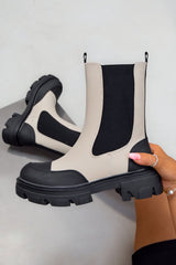 JOSIE Chunky Ankle Boots - Beige - 3