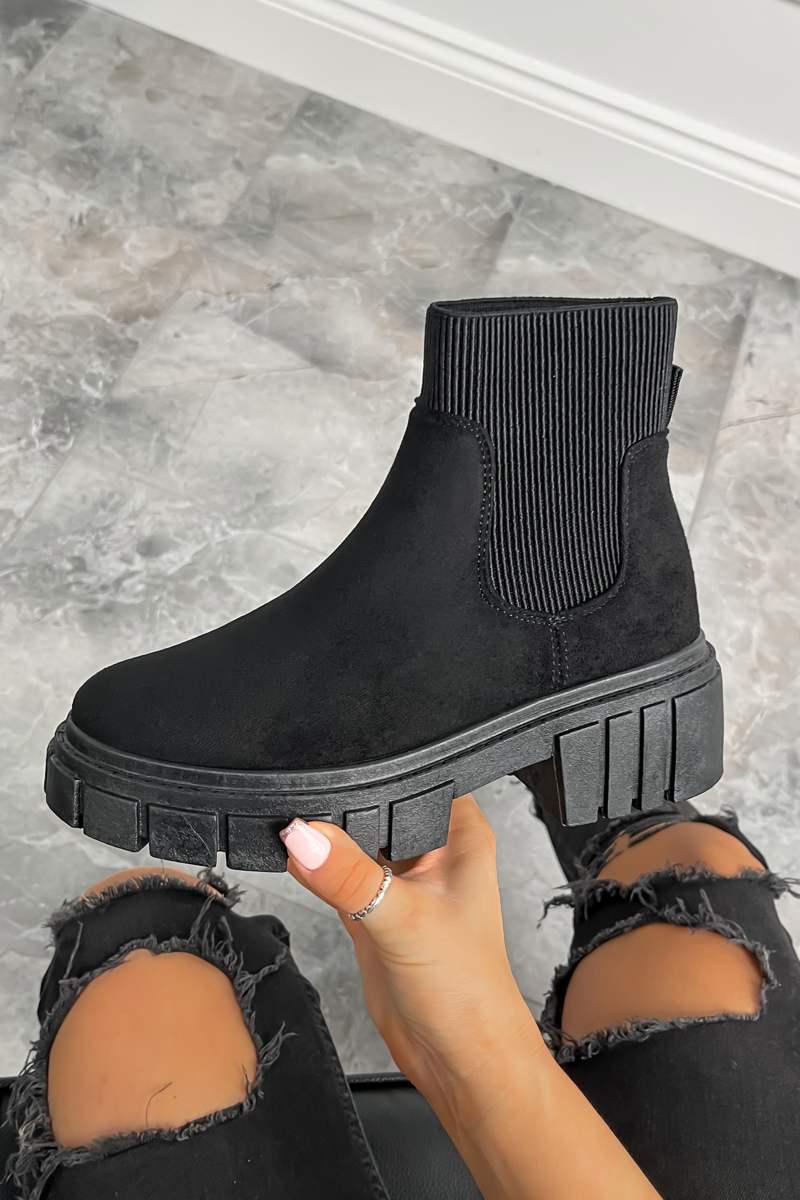 KEIRA Sock Fit Ankle Boots Black Suede – AJ VOYAGE