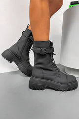 HARLEY Chunky Buckle Ankle Boots - Black - 1
