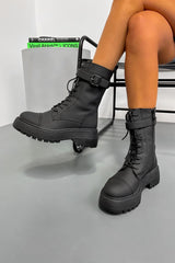 HARLEY Chunky Buckle Ankle Boots - Black - 2
