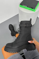 HARLEY Chunky Buckle Ankle Boots - Black - 3