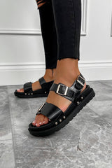 KIKO Sling Back Centurion Sandals - Black Croc