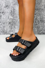LAUREL Chunky Buckle Sandals - Black-1