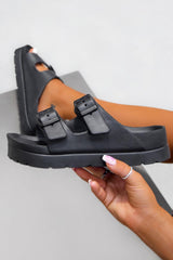 LAUREL Chunky Buckle Sandals - Black-2