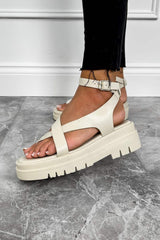 LAVINA Chunky Gladiator Sandals - Beige - 1