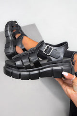 LENA Chunky Sandals - Black PU