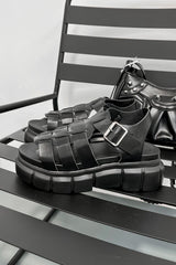 LENA Chunky Sandals - Black PU - 4